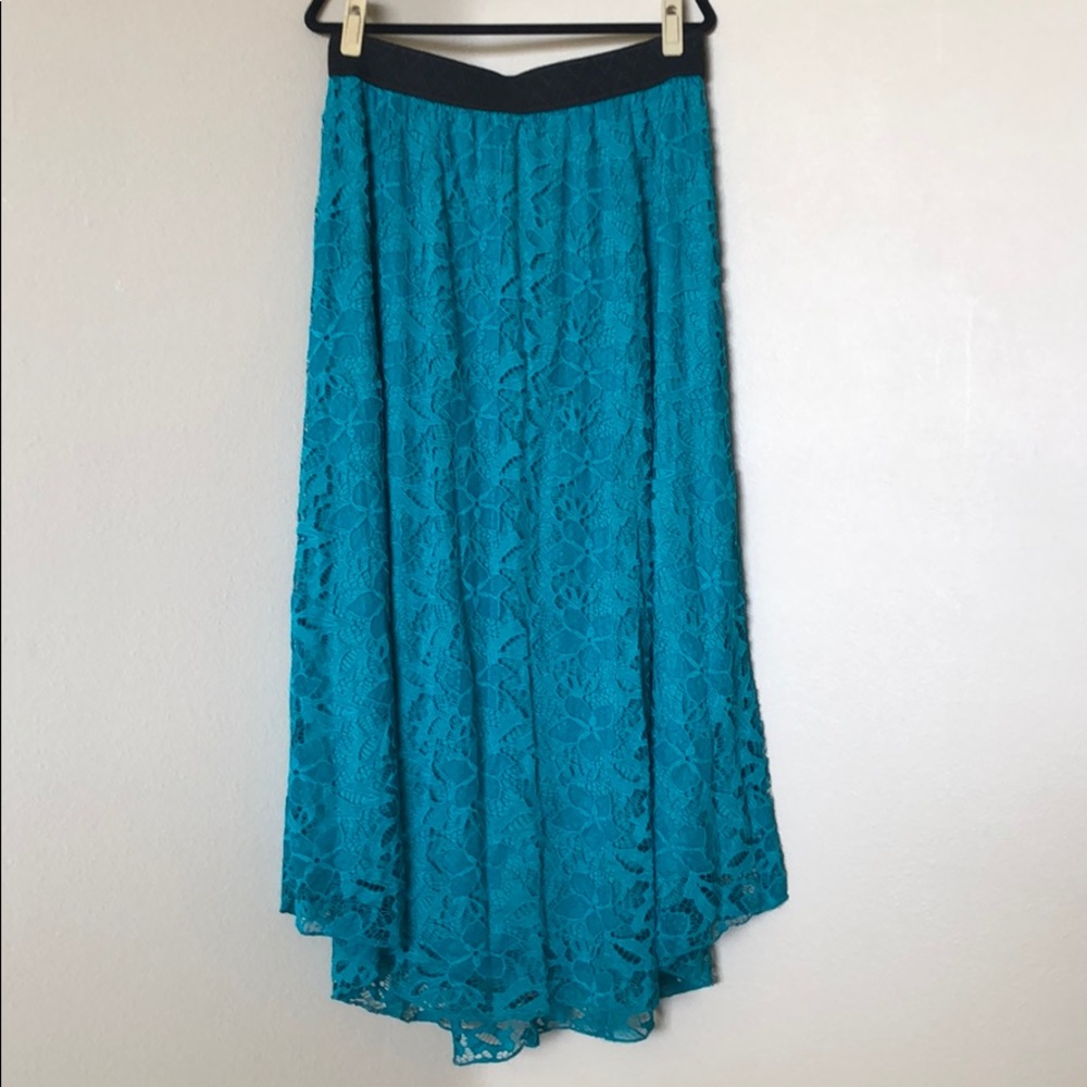 Solid teal lacy XL Lularoe Lucy Skirt
